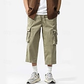 economico Classico-Per uomo Pantaloncini Cargo Capri Pantaloni capri Coulisse Elastico in vita Multi-tasche Semplice Comodità Indossabile Lunghezza al polpaccio All&#039;aperto Sport Quotidiano Moda Casual Nero Cachi