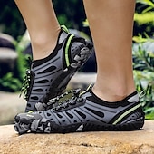 preiswerte Sneaker für Herren-Herren Sneaker Barfußschuhe Upstream-Schuhe Canyoning PU Leder Netz Bequem Rutschfest Atmungsaktiv Schnürung Rot + Grau Blau Grau Sommer Frühling