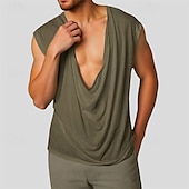 preiswerte Fitness Tank-Tops-Herren Tank Top Weste Unterhemd Ärmelloses Shirt Ärmellos Tiefer V-Ausschnitt Sommer Einfach Mode Designer Basic Klassisch Urlaub Straße Ausgehen Schwarz Weiß Grün Top T-Shirt für Herren