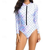 halpa Ihottumavartiot-Naisten Ihottumissuoja Uimapuku UV-aurinkosuojaus UPF50+ Kevyt Pitkähihainen Spandex Uima-asut Uimapuku Etuvetoketju Uinti Lainelautailu Hiekkaranta Vesiurheilu Kalavaa&#039;at Kesä Kevät Syksy
