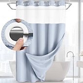 cheap Shower Curtains-Waffle Weave Shower Curtain 180cm*180cm(70&quot;*70&quot;) with Snap-in Fabric Liner Set, Solid Colored Hotel Style for Bathroom with Mesh Top Window