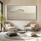 baratos Pinturas Abstratas-Conjunto de arte de parede wabi sabi com 2 pinturas abstratas bege sobre tela, um par de arte de parede com textura bege, arte de parede abstrata neutra, decoração boho