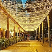 economico Plug in elettrico-50m 100m ghirlanda albero di natale luci fatate 400 800led stringa di luce ip65 impermeabile catena giardino esterno ghirlanda festa di nozze vacanza paesaggio decorazione illuminazione blu colorato
