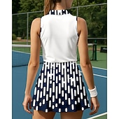 levne Sada ženského tenisu-Dámské Geometrický Sportovní sada Tenisová sada Tenisová sukně Tenisové tričko 2 kusy Bez rukávů Slátanina Tisk Prodyšné Tenis Golf Badminton Přehnutý Sukně Černá Fialová Námořnická modř Oblečení na