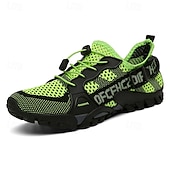 voordelige Casual Sneakers-Voor heren Sneakers Rivierschoenen Canyoning PU Leder Netstof Ademend Comfortabel Anti-slip Veters Zwart Donker paars Blauw Zomer Lente