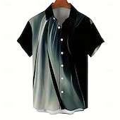 cheap Geometric Pattern-Men&#039;s Geometric Gradient Color Abstract Art Shirt Button Up Shirt Short Sleeve Fashion Casual Outdoor Vacation Streetwear Summer Spring Turndown 3D Print Collared Shirts Light Green Gold