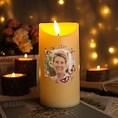 abordables Don commémoratif-Bougie LED commémorative personnalisée, cadeaux de condoléances photo personnalisés pour la perte d&#039;êtres chers, lumière commémorative élégante pour la décoration de la chambre à coucher de la maison,