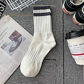 abordables calcetines de hombre-Hombre 5 pares Paquetes múltiples Calcetín Calcetines para correr Calcetines informales Negro Blanco Color Plano Vacaciones Deporte Diario Básico Medio Primavera Otoño Moda Casual