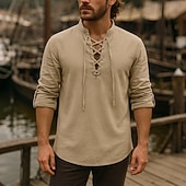 olcso Felsők-Középkori Reneszánsz 17. század Ing Kalóz Viking Egyszínű Jelmez Férfi Mindszentek napja Farsang Alkalmi / Napi Reneszánsz Vásár LARP Felnőttek Ing Tavaszi nyár