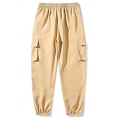 baratos Calças Cargo-Homens Calças Cargo Calças Cintura elástica Bolso multi Tecido Secagem Rápida Vestível Comprimento total Diário Casual Preto Verde Claro