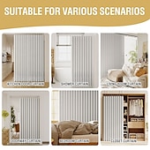 cheap Door Curtains-1 Linen Textured Magnetic Folding Room Divider Curtain, Blackout Curtain Closet Door Curtain Invisible for Bedroom Room Living Room No Puching or Tools