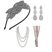 olcso Kiegészítők és még sok más-1920-as évek A nagy Gatsby Felszerelések Flapper fejpánt Fülbevaló Biserna ogrlica A nagy Gatsby Flapper lány Retro Csillogó glitter Kristály / Strassz Női Farsang Álarcos mulatság Tini Party estélyi