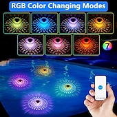 baratos Luzes Subaquáticas-1 peça flutuante solar rgb à prova d&#039;água para piscina, controle remoto para fonte de luz flutuante colorida e variável, luz flutuante para piscina