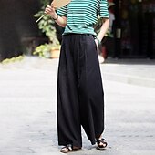 economico Pantaloni in lino e cotone semplici-Per donna Pantaloncini in cotone e lino Pantaloni ispirati al lino Pantaloni in cotone e lino Streetwear Casual Lunghezza intera Naturale Semplice Tasca Elastico in vita All&#039;aperto Confortevole