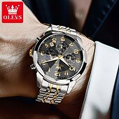 halpa Kvartsikellot-OLEVS 3676 Miehille suunnattu liiketoiminta kvartsikello Ruostumatonta terasta Vesitiivis Kuunvaihe Elegantti brändiaika