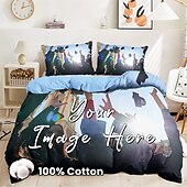 baratos Presentes Personalizados-Conjunto de Roupa de Cama Personalizado em Algodão 100% Natural Melhor Presente de Formatura Presente Personalizado Conjunto de Capa de Edredom Conjunto de Roupa de Cama Amigos Família