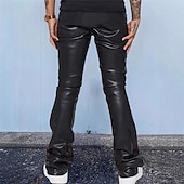 preiswerte Freizeithosen-Herren Hose Sommerhose Kunstleder-Shorts Tasche Einfach Komfort Atmungsaktiv Urlaub Täglich Ferien Stilvoll Athleisure Schwarz