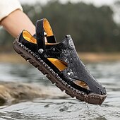 economico sandali da esterno-sandali da uomo - finitura in similpelle traforata, alla moda, per passeggiate informali e incontri del fine settimana
