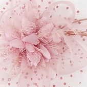 preiswerte Faszinator-Fascinator-Hut, Feder-Stirnband, Damen-Fascinator, Teeparty-Kopfbedeckung mit Clip, Blumen-Stirnband für Mädchen &amp;Ampere