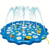 cheap Beach &amp; Outdoor Toys-100cm/39.37in Extra Large Luxury Outdoor Toy - Portable Swimming Pool with Water Sprinklers Alphabet &amp; Number Learning Mat Vibrant Rainbow Design PVC Material Ideal for Youngsters Aged 3-5 Summer