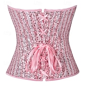 abordables corset-Rococo Corset Overbust Bal Masqué Corset Serre Taille Cosplay Paillettes Contrôle du ventre Faire monter Déguisement Femmes Royal Mascarade Soirée Carnaval de Venise Adulte Corset