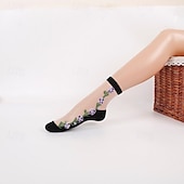 abordables calcetines caseros-6 pares de calcetines de malla transparente con bordado floral para comodidad delgada