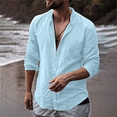 economico Vacanza-Per uomo Camicia Camicia con colletto alla coreana Camicia Estiva Abbigliamento da spiaggia Camicia casual Camicia con Bottoni Semplice Vacanza Camicia hawaiana Bianco Azzurro cielo Arancione Verde