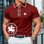 levne Pánské klasické polo-Pánské Bavlněná polokošile Golfové polokošile Práce Obchod Žebrovaný polo límec Klasický Krátký rukáv Základní Moderní Pevná barva Knoflíky Základní Jaro léto Celý rok Běžný Tmavě červená Čern