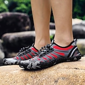 preiswerte Sneaker für Herren-Herren Sneaker Barfußschuhe Upstream-Schuhe Canyoning PU Leder Netz Bequem Rutschfest Atmungsaktiv Schnürung Rot + Grau Blau Grau Sommer Frühling