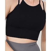 economico Reggiseni sportivi &amp; gilet-Per donna Reggiseno spag Crisscross Back Comodo Traspirante Finto due pezzi Semplice Sport Abbigliamento sportivo Nero Viola Yoga Fitness