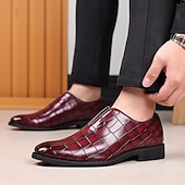 economico Mocassini-scarpe slip-on da uomo in similpelle con motivo coccodrillo bordeaux – scarpe casual eleganti per eventi smart-casual