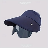 お買い得  帽子-保護マスクと取り外し可能なゴーグル付きのレディース夏用つば広サンハット - UVカットの通気性ポリエステルでハイキング、キャンプ、アウトドアアドベンチャーに最適