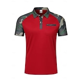 billige Klassisk poloskjorte for menn-Herre Polo Golf skjorte Virksomhet Avslappet Klassisk Kortermet Mote Grunnleggende Kamuflasje Farge Lomme Knapp foran Sommer Vår &amp; Vinter Normal Svart Rød Navyblå Kakifarget Polo