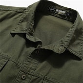 voordelige Werkhemden voor heren-Voor heren Overhemd Zomer overhemd Normaal shirt Overhemd met knopen Cargoshirt Diep Blauw khaki Leger Groen Beige Grijs Korte mouw Effen Overhemdkraag Vakantie Hawaii Zak Kleding 100% katoen Modieus
