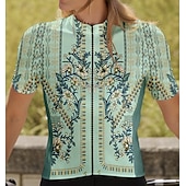 ieftine Tricouri pentru femei-Pentru femei Jersey de ciclism Manșon scurt Bicicletă Jerseu Topuri cu 3 buzunare spate Respirabil Uscare rapidă Confortabil la umezeală Dungi reflectorizante Verde Sport Îmbrăcăminte
