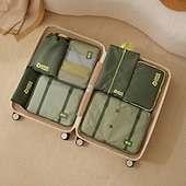 economico deposito bagagli e viaggi-Set di cubi da viaggio a compressione, 7 borse organizer per valigie, borse portaoggetti impermeabili in twill spesso per viaggi, portatili &amp;versatile