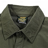 voordelige Werkhemden voor heren-Voor heren Overhemd Zomer overhemd Normaal shirt Overhemd met knopen Cargoshirt Zwart khaki Donker Grijs Leger Groen Korte mouw Effen Overhemdkraag Vakantie Hawaii Zak Kleding 100% katoen Modieus
