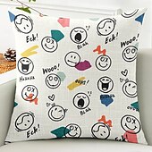 baratos Fronhas de Almofadas de Decoração-Sorriso Feliz Capas de Almofada Decorativas 1PC Almofada Quadrada Macia para Sofá para Quarto Sala de Estar Cadeira