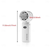 cheap Fans-Folding Handheld Cooling Fan with Ceramic Refrigeration, 13000RPM Motor, 100-Speed Digital Display, Type-C Charging, White