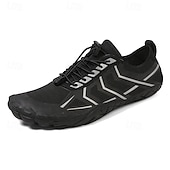 abordables Zapatillas Informales-Hombre Zapatillas de deporte zapatos descalzos Antideslizantes Barranquismo Casual Cuero PU Malla Transpirable Cómodo Antideslizante Cordones Negro / Rojo Negro Azul Real Verano Primavera
