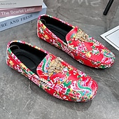 preiswerte Herrenpantoletten &amp; -slipper-Blaue Slipper für Herren mit Blumenmuster und Löwenkopf-Dekoration, stylische Mokassins, ideal für Freizeitausflüge, als Freizeitkleidung und für erholsame Ferien