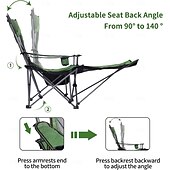 お買い得  キャンプ用家具-キャンプ用ラウンジチェア、折りたたみ式リクライニングキャンプ用チェア、フットレスト付きポータブルキャンプ用チェア、収納バッグ &amp;ヘッドレスト、メッシュリクライニング、耐荷重330ポンド