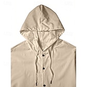 cheap Men&#039;s Casual Shirts-Men&#039;s Shirt Summer Shirt Casual Shirt Beach Shirt Button Up Shirt Black White Dark Navy Brown khaki Long Sleeve Plain Hooded Holiday Casual Daily Button-Down Clothing Apparel Polyester Fashion Casual