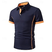 economico Polo classica da uomo-Per uomo Magliette Polo a Nido d&#039;Ape Maglia da golf Lavoro Casuale Bavero Manica Corta Essenziale Moderno Blocco di colori Patchwork Bottoni Estate Vestibilità regolare Nero Bianco Blu marino Verde