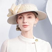 ieftine Pălării Party-pălării melon din fibră / pălărie cloș pălărie de găleată pălărie de paie nuntă ceai nuntă elegantă cu bowknot căciulă pentru cap