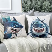 levne zvířecí styl-Oceánský vtipný žralok ozdobné polštářky 1KS měkký čtvercový polštářkový povlak na pohovku do ložnice obýváku sofa křesla