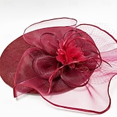 cheap Fascinators-Headdress Sinamay Fedora Hat Wedding Evening Party Tea Party Horse Race Cocktail Vintage Cute With Feather Headpiece Headwear
