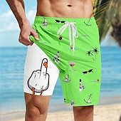 cheap Animals &amp; Birds-Men&#039;s Coconut Tree Funny Duck Lined Shorts 2 in 1 Board Shorts Swim Shorts Mid Waist Hawaiian Vacation Beach Wear Side Pockets With Compression Liner Elastic Drawstring Waist Designer Clothing Apparel