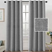 olcso Függönyök és drapériák-Linen tiszta fehér függöny kevert függöny panel készlet blackout len függönyök hálószobába 2 paneles szett 52x84 hüvelyk