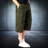 Недорогие Классический-Муж. Шорты-карго Шорты Летние шорты Кулиска Эластичная талия Мульти карман Полотняное плетение Комфорт Пригодно для носки До щиколотки на открытом воздухе спорт Повседневные Мода На каждый день
